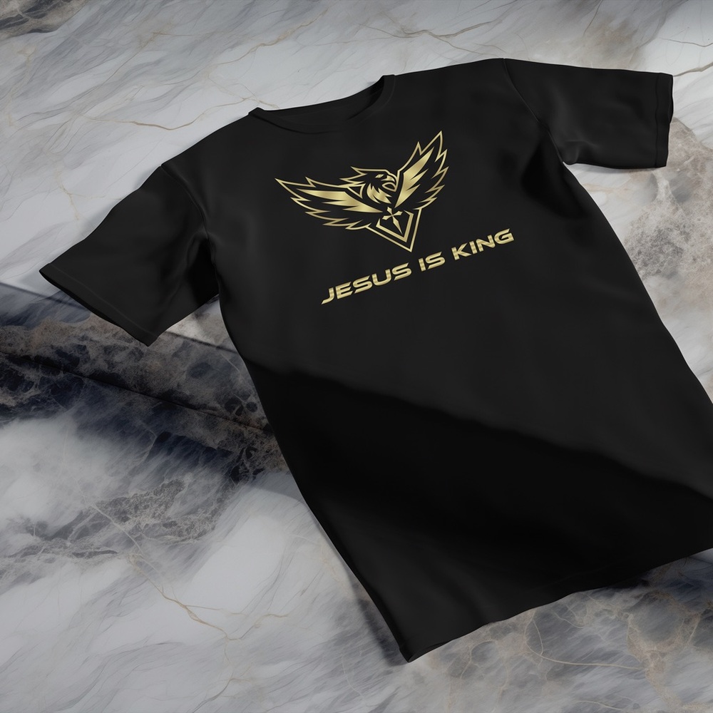 Christian Faith Shirt Jesus Is King Gold Eagle Bible Verse T-Shirt